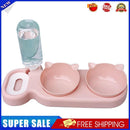 Pet Cat Double Bowl Automatic Feeder Food Drinking Water Fountain (Pink)