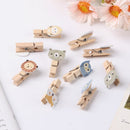Cartoon Cute 10 Pcs/Set With Hemp Rope Wooden Clip Craft Decoration Photo Clip