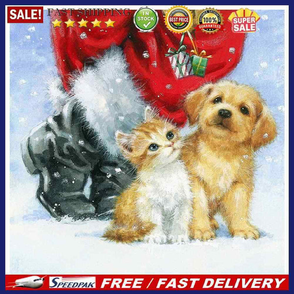 DIY Cat and Puppy Oil Paint by Numbers Kit Drawing on Canvas Pictures Home De