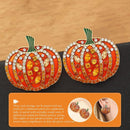 Betsey Johnson Orange Enamel Crystal Halloween Cute Pumpkin Stud Earrings  7T_
