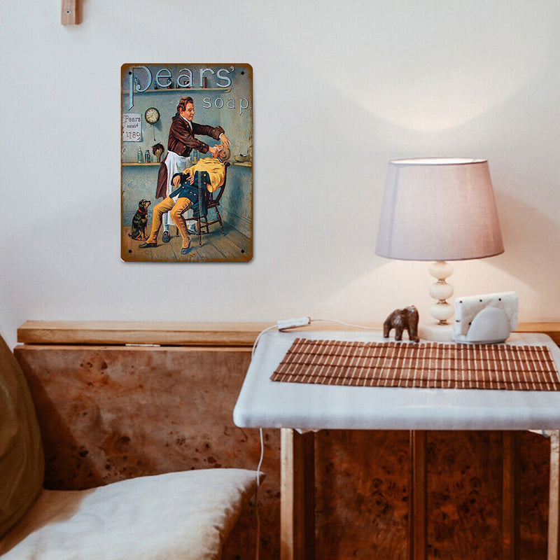 20x30cm Barber Shop Print Rectangular Metal Retro Tin Drawing Flat Style