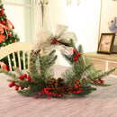Ornaments Foam Christmas Wreath Garland Vine Red Fruit Leaf Pine Cone Decor