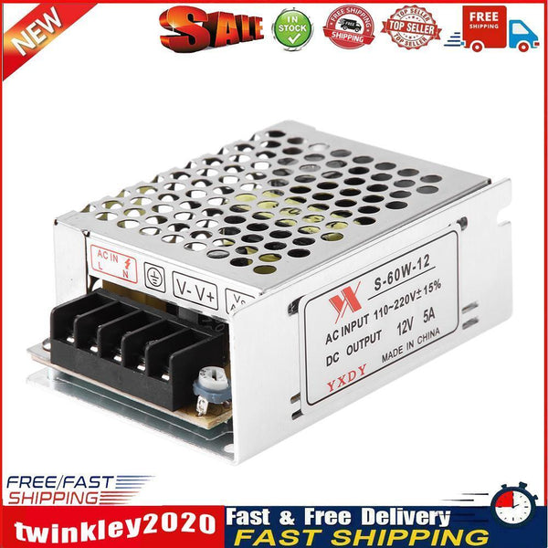 DC 12V 5A 60W Lighting Transformer LED Driver Switch Power Supply Adapter Newly