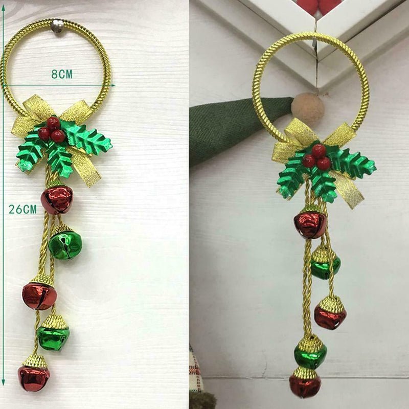 Christmas Tree Bells Pinecones Bow Door Wall Hanger Pendant r Wreath Deco O2J4