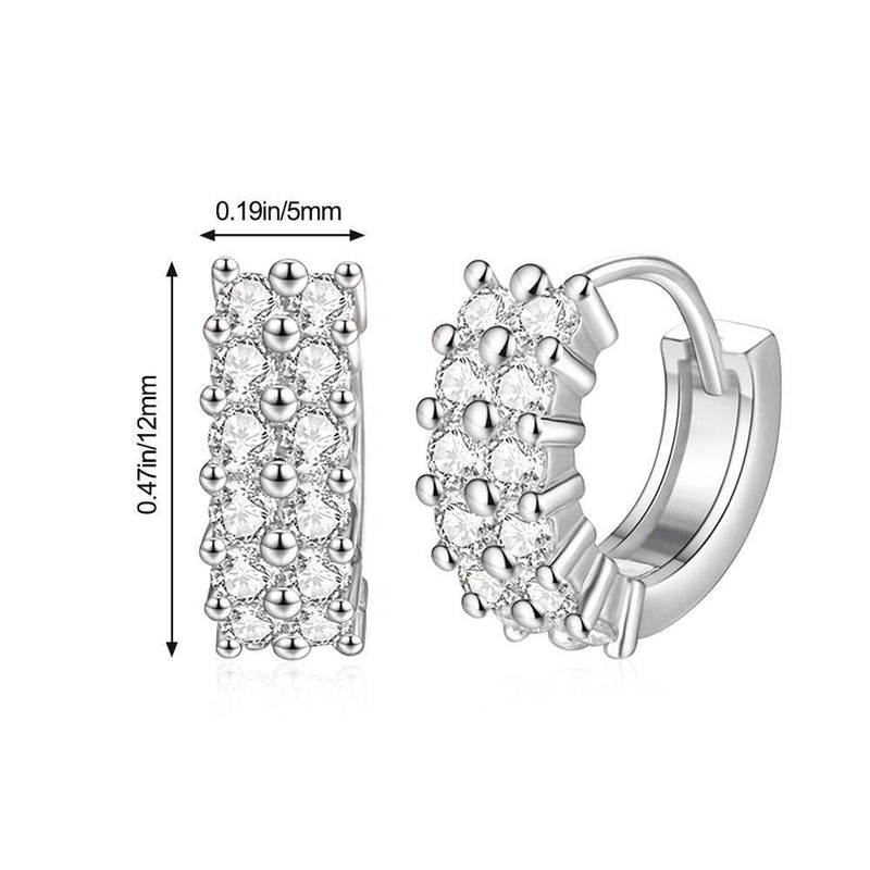 Zircon Ear Buckle Diamond Earrings Ear Piercing Double Rows Zircon Ear Stud
