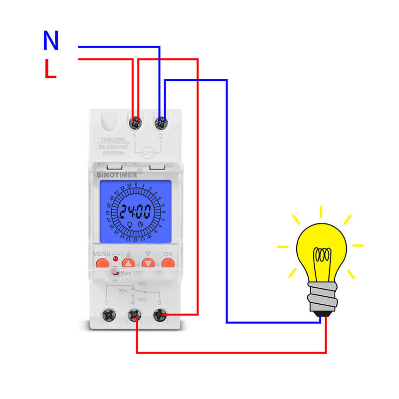 TM929BKL Digital 24h 85-265V Din Rail Smart Analog Timer Switch (30A) Newly