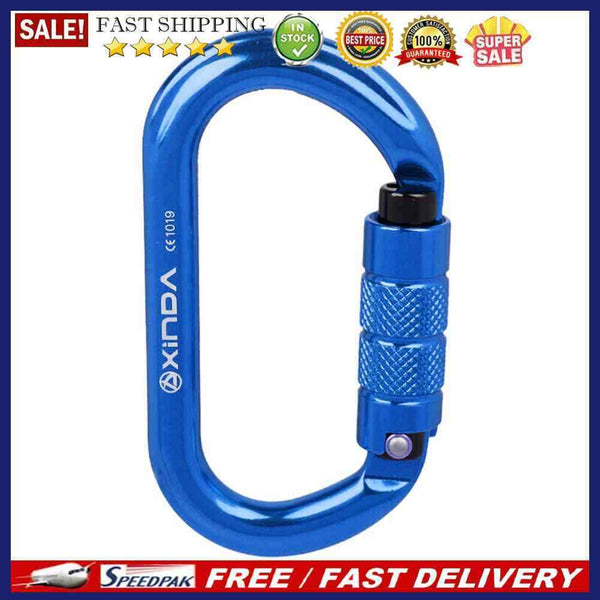 25KN O Shape Safety Auto Master Lock Carabiner Rock Climbing Buckle (Blue)
