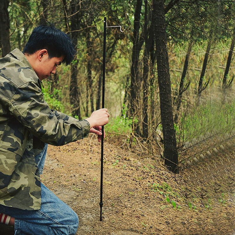 Camping Lamp Pole Ground Desktop Fixing Lantern Holder (Black Single Hook) Newly