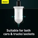 Baseus Grain Pro Car Charger 4.8A Dual USB Charger Charging Adapter (White)