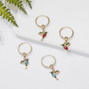 Red Blue Hummingbird Pendant Necklace Long Tassel Drop Earrings Crystal Birds