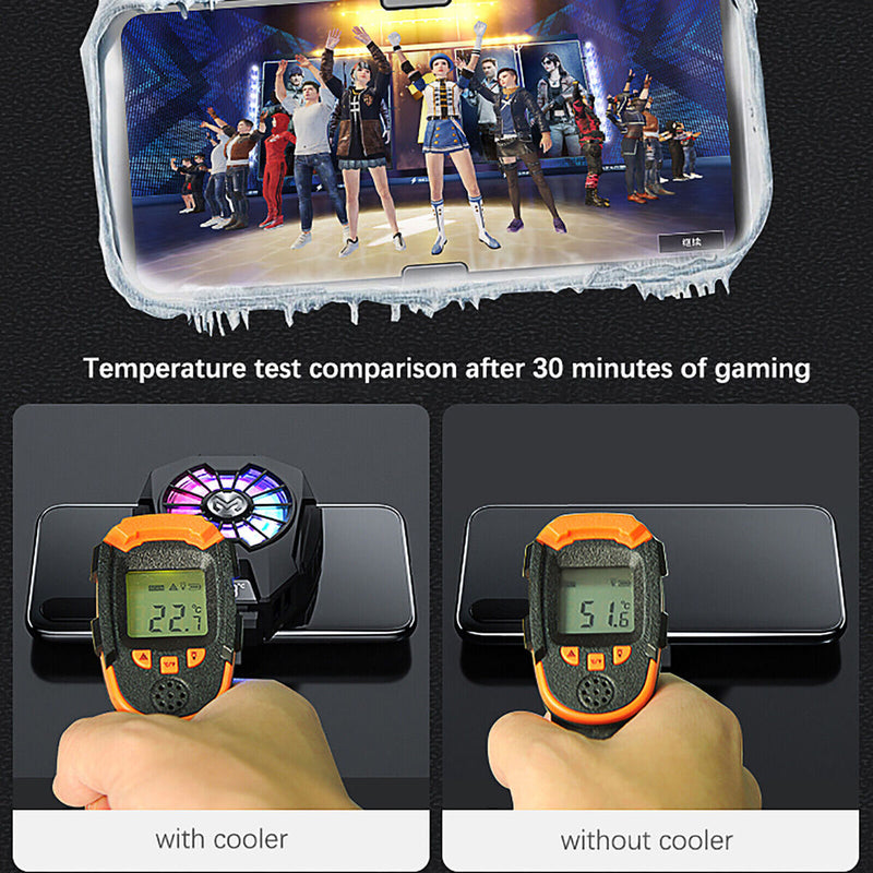 Phone Cooler Cooling Fan Frozen Digital Display Phone Radiator Ambient Light