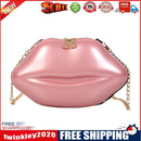 Lips Women PVC Handbags Chain Messenger Bags Shoulder Party Clutch (Pink)