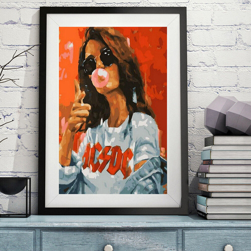 Frameless Oil Painting Arts Picture By Number Fashion Girl Hand Painted Craft