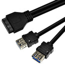 PC Case 20Pin to 2 USB 3.0 Front Panel Cable Adapter with Fixed Foot (30cm)