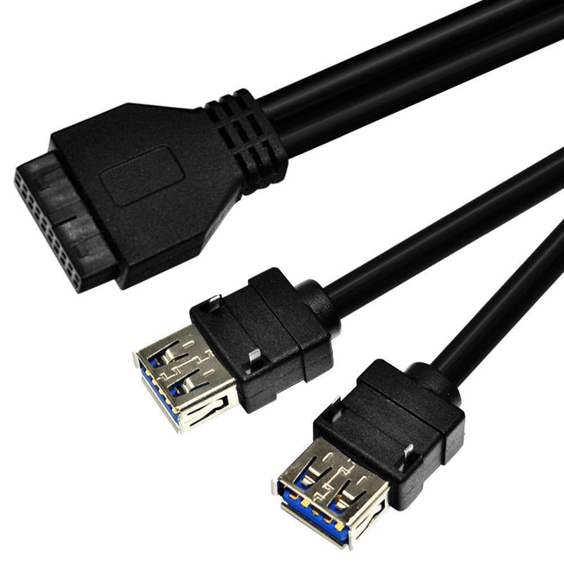 PC Case 20Pin to 2 USB 3.0 Front Panel Cable Adapter with Fixed Foot (30cm)