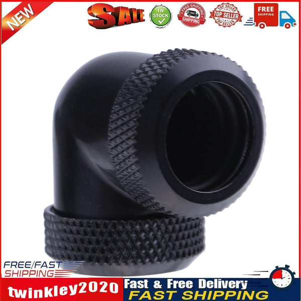 14mm OD G1/4 Inner Thread 90 Degree Water Cooling Tube Connector(Black) Newly
