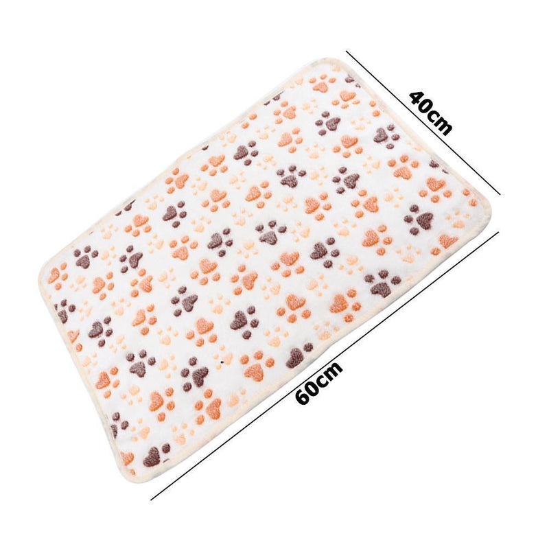 Coral Fleece Paw Foot Print Dog Bed Mats Warm Pet Blanket Sleeping Cover Mat