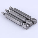 3pcs 50mm 1/4 Inch Metal Magnetic Square Head Screwdriver Bits Hand Tools