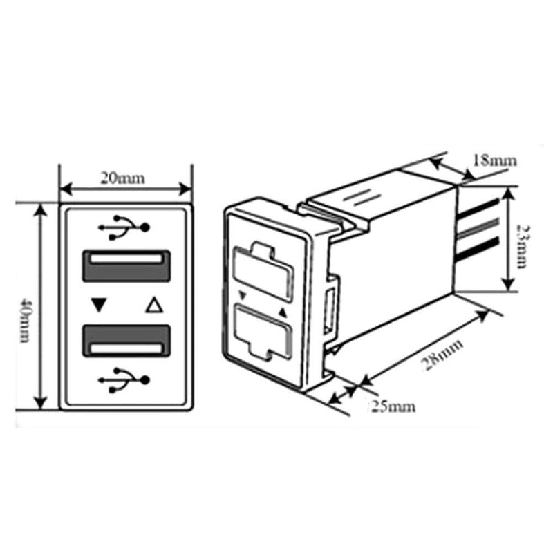 Car Car Dual USB 5V 2.1A 1A Recessed Outlet Female Cable 12V Charger