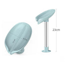 Leaf Shape Soap Box Drain Stand Suction Cup Punch-free Holder (Long Green)