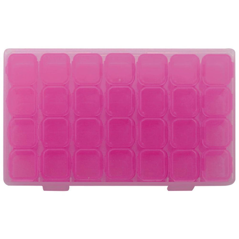 28 Grids Nail Art Storage Box Jewelry Organizer Manicure Tools (Rose Red) Newly