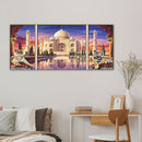 3 Panels Taj Mahal Oil Paint By Numbers Kits DIY Canvas Wall Art Picture Craft