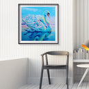 5D DIY Full Drill Round Shape Swan Rhinestone Diamond Drawing Home Decoration