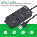 Powered High Speed USB 3.0 Hub with Individual Power Switches for PC Computer
