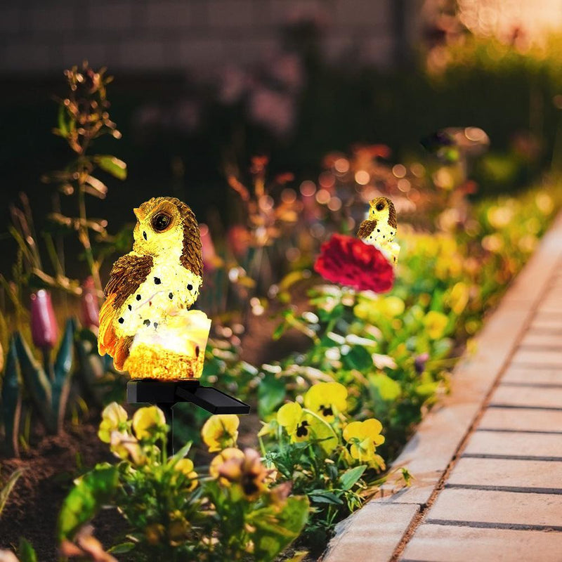 5pcs Solar Power LED Waterproof Garden Landscape Owl Lawn Ligh(Light Brown)