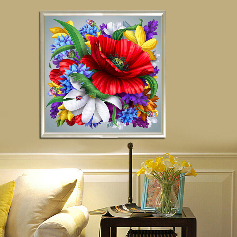 5D DIY Round Drill Diamond Painting Flower Cross Stitch Embroidery Mosaic