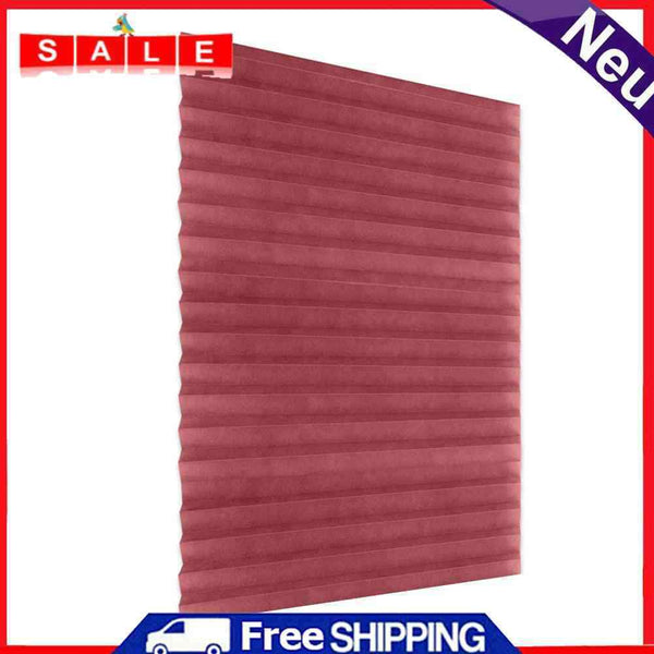 Half Blackout Pleated Blinds Self-Sticky Windows Curtains Balcony Shades Red