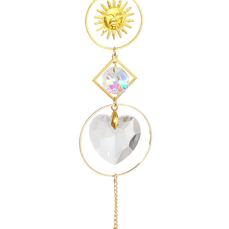 5pcs Hanging Moon Sun Heart Ball Light Catcher Crystal Outdoor Wind Chime