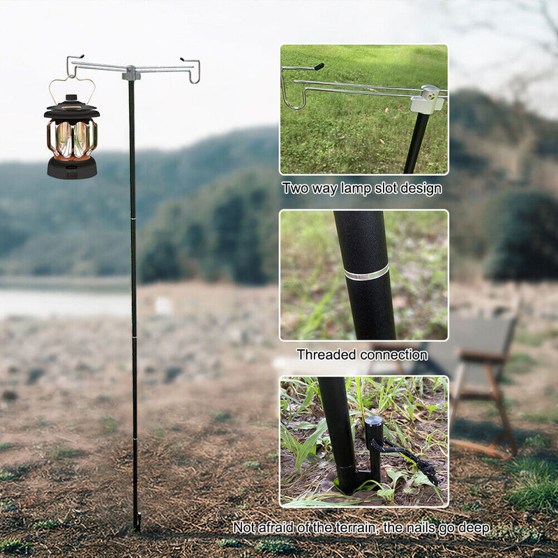 Camping Lantern Lamp Bracket Portable Storage Hook Table Hanging Light Holder