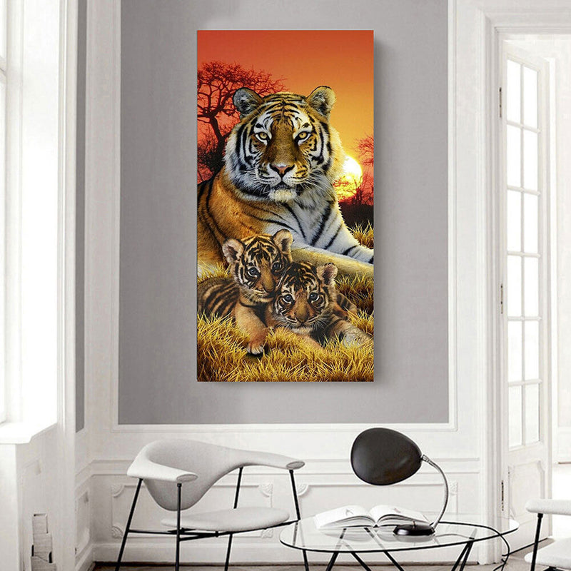 Tiger Mom and Kids Oil Paint By Numbers Kit DIY Home Decoration Gift Wall A