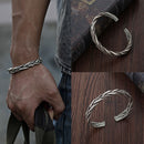 Fashion Retro Alloy Men Twisted Bracelet Handmade Male Opening Bangles