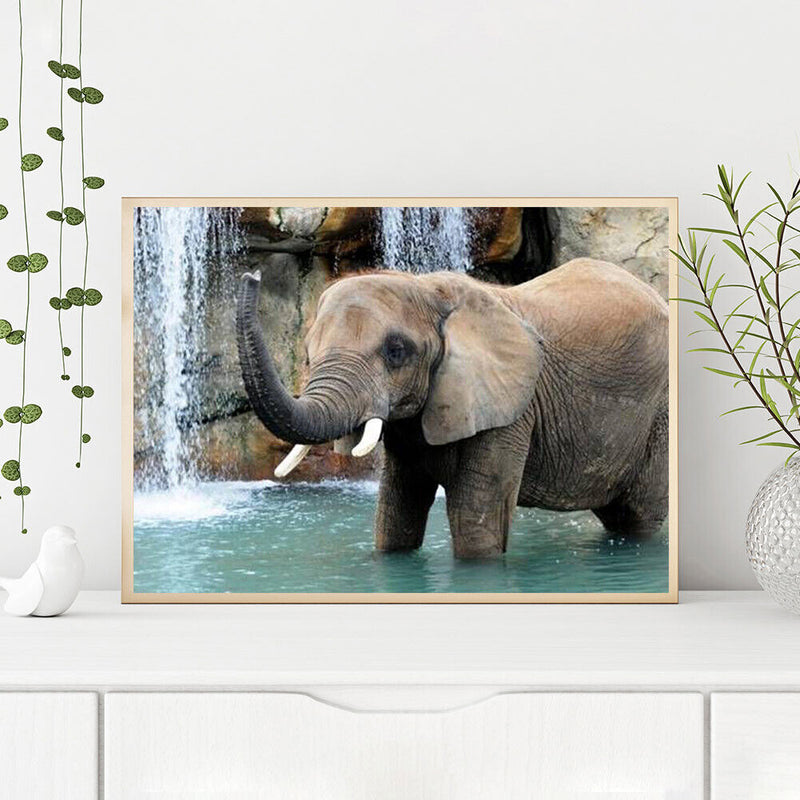 Wading Elephant Oil Paint By Numbers DIY Handpainted on Canvas Home Decorations