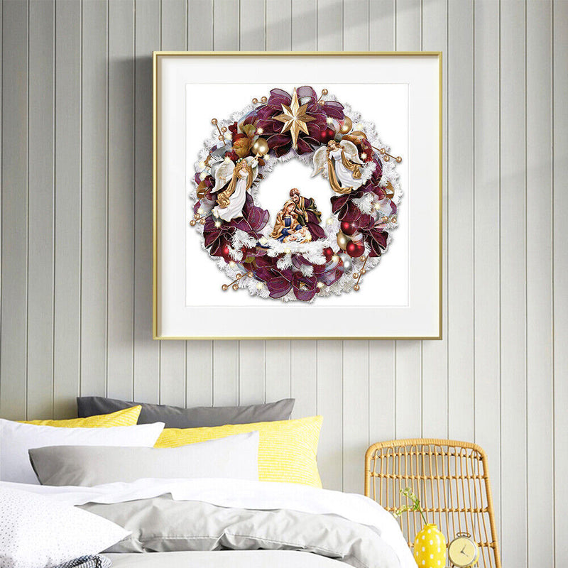 Oil Paint By Numbers Picture DIY Painting Wreath Flower Drawing on Canvas