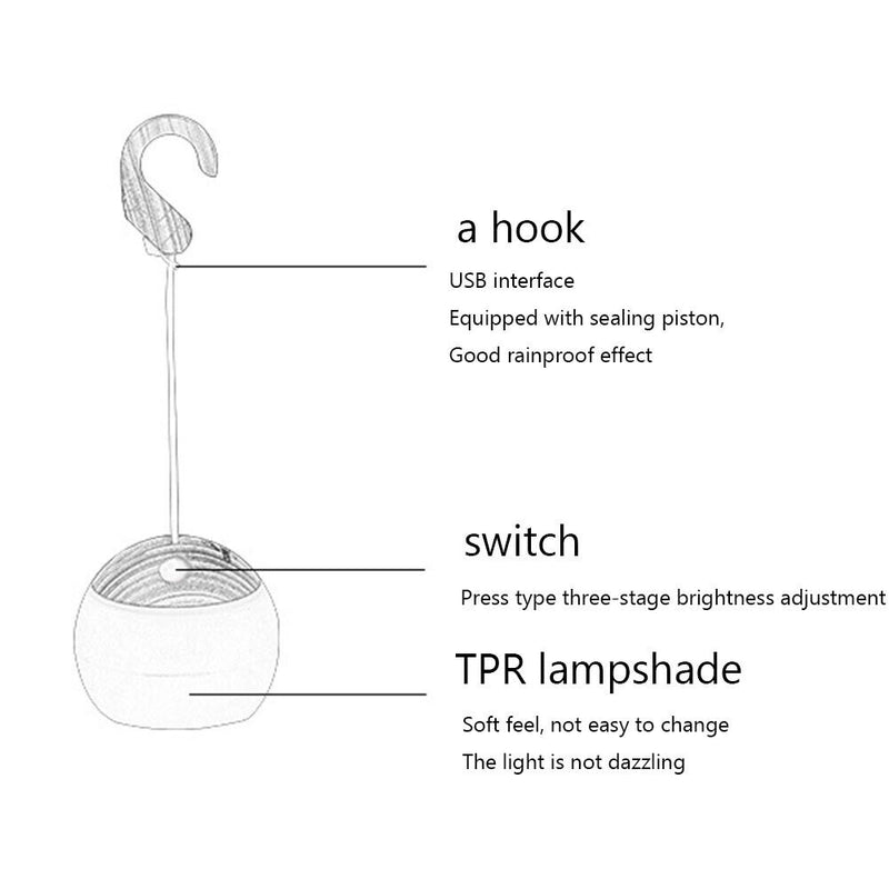LED Lantern Lamp Hanging Outdoor Tent Emergency Camping Night Light (Wood) Newly