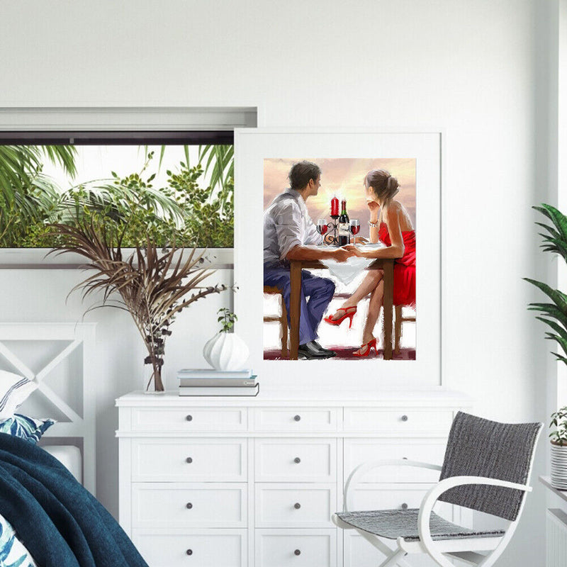 Dating Lovers Drawing Frameless DIY Oil Paint by Numbers Canvas Home Decor