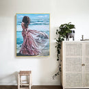 Beach Girl Back Oil Paint By Numbers DIY Canvas Wall Picture Craft Home Dec