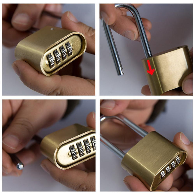Waterproof Brass Padlock Four-Digit Combination Password Copper Lock (105mm