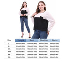 Plus Size Splicing Color Tops Women Long Sleeve T-shirts Round Neck Chiffon Tees