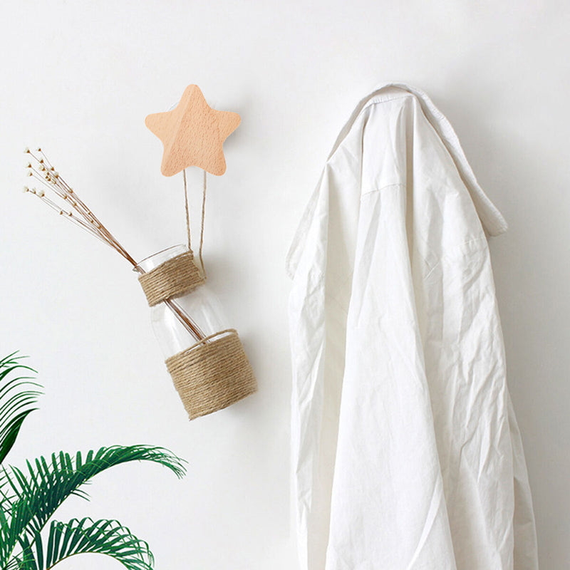 Wall Hooks - Wooden Handmade Decorative Wall Hooks Rack - Star / Moon / Cloud