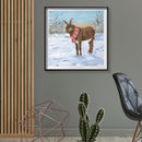 Diamond Painting 5D Full Round Drill Mosaic DIY Donkey in Snow Kit Wall Decor