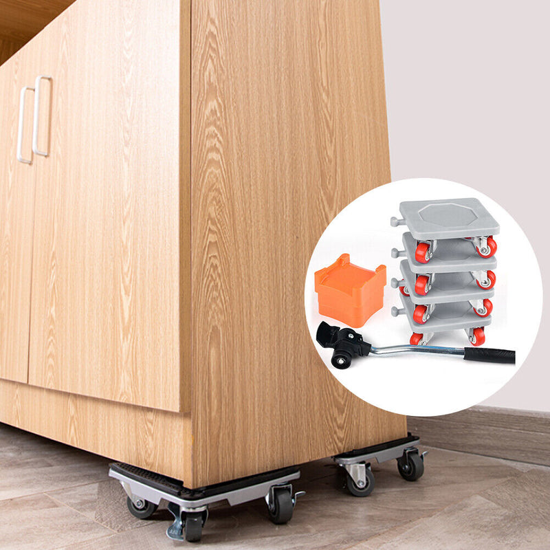 Household Transport Heavy Furniture Mover Wheeled Rollers Bar (Grey)