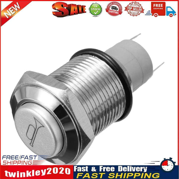 Car RV Boat Bell Horn 12V Auto Reset Blue LED Push Button Momentary Switch Newly