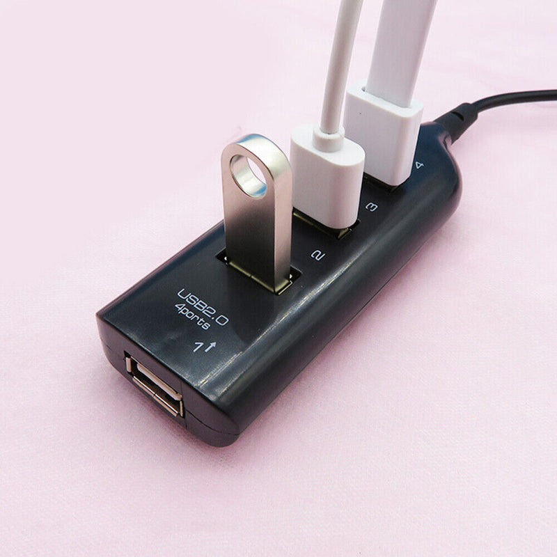 4 Port USB 2.0 Hub w/ 1.6-Foot Cable for PC Flash Drive Mobile HDD (Black)