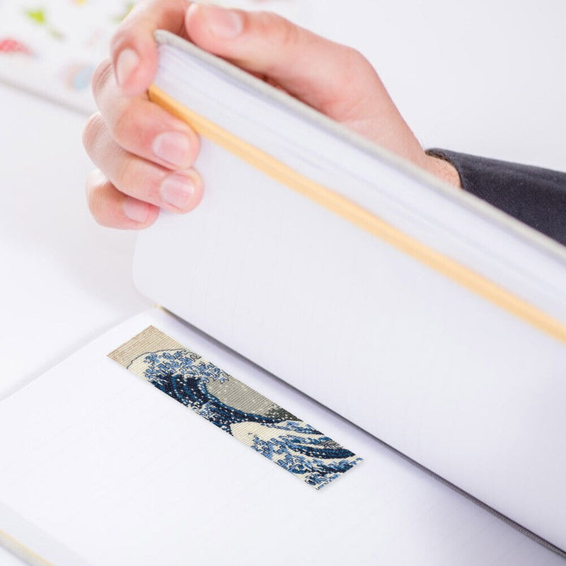 14CT Wave Counted Bookmark Cross Stitch Set Double Side Embroidery Tassel