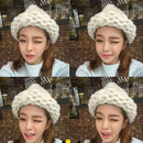 Winter Women Crochet Beanie Ball Hat Knitted Wool Ski Crochet Cap (White)
