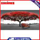 Red Tree Bench Oil Paint By Numbers Kits DIY Handpainted on Canvas Wall Pictures